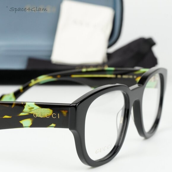 BRAND NEW Gucci GG1429O 003 Black Green Havana Square Men Eyeglasses GG 1429O - Picture 1 of 7